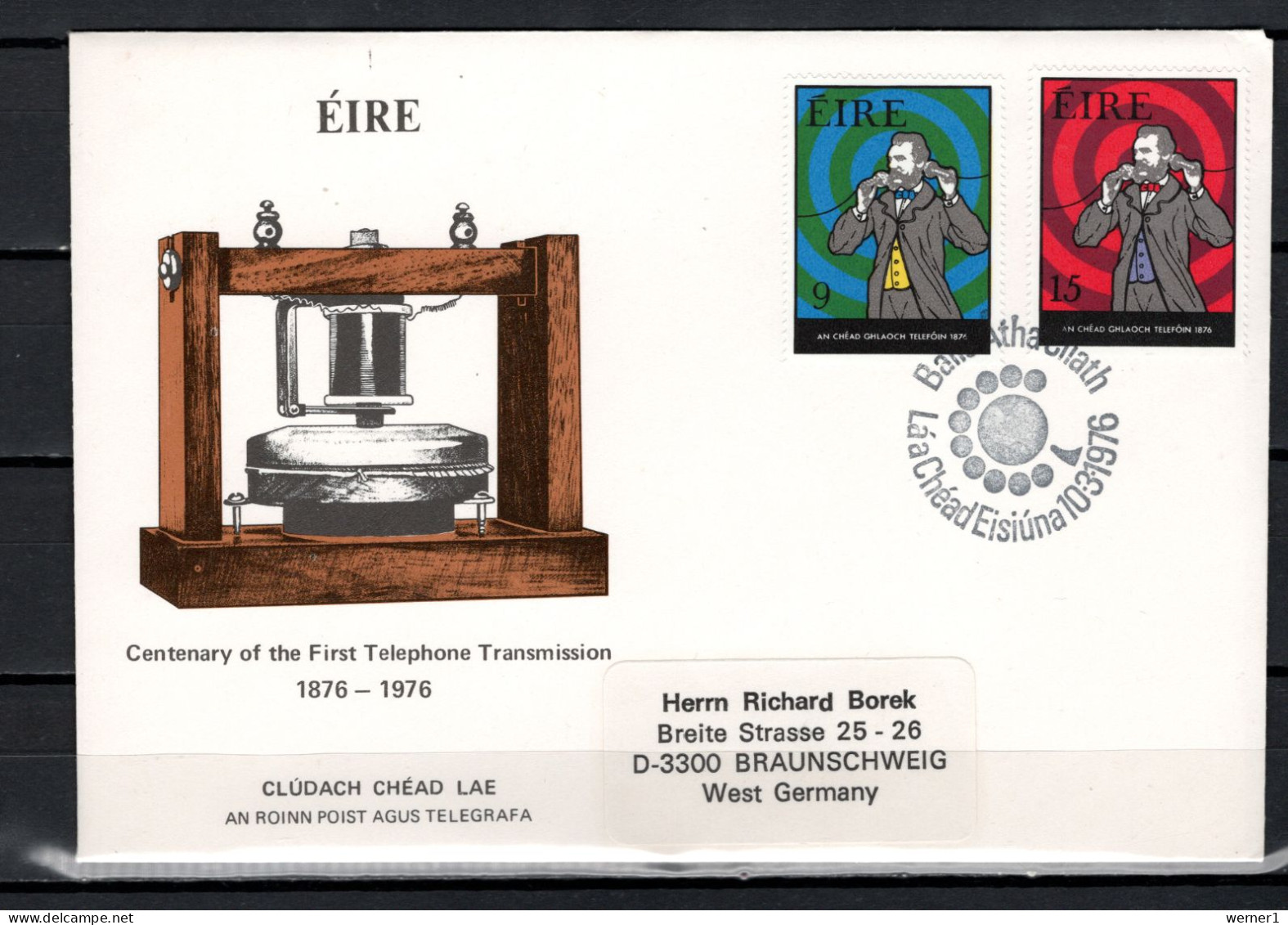 Ireland 1976 Space Telephone Centenary Set Of 2 On FDC - Europa