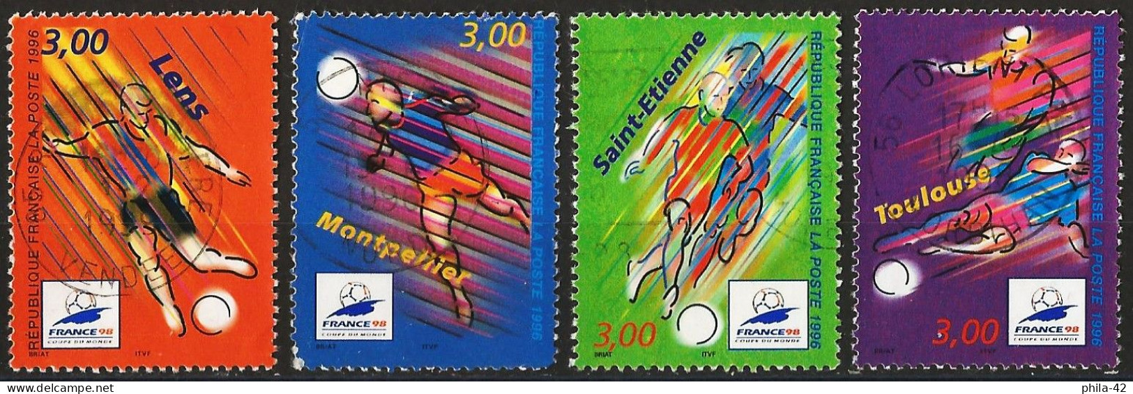 France 1996 - Mi 3154/57 - YT 3010/13 ( World Football Cup ) Complete Set - Gebruikt