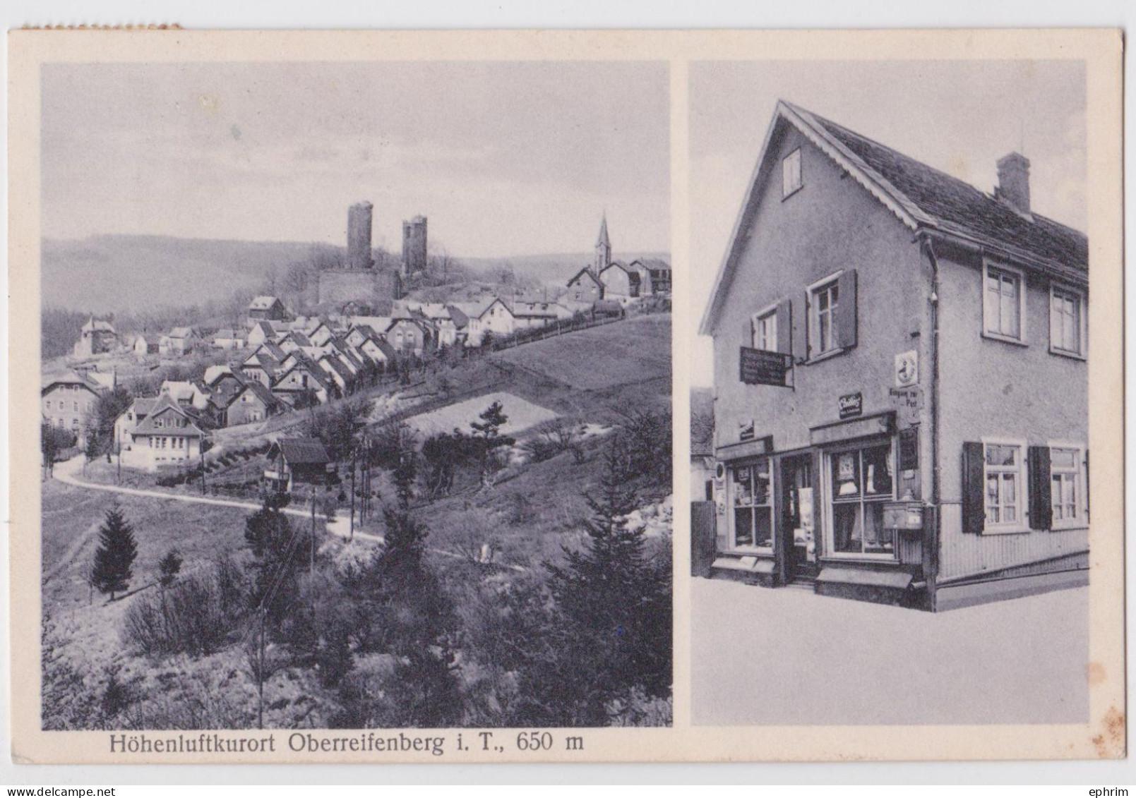 Höhenluftkurort Oberreifenberg Taunus Kolonial Und Manufakturwaren Josef Sturm Saar Deutsches Reich Briefmarke Stempel - Taunus