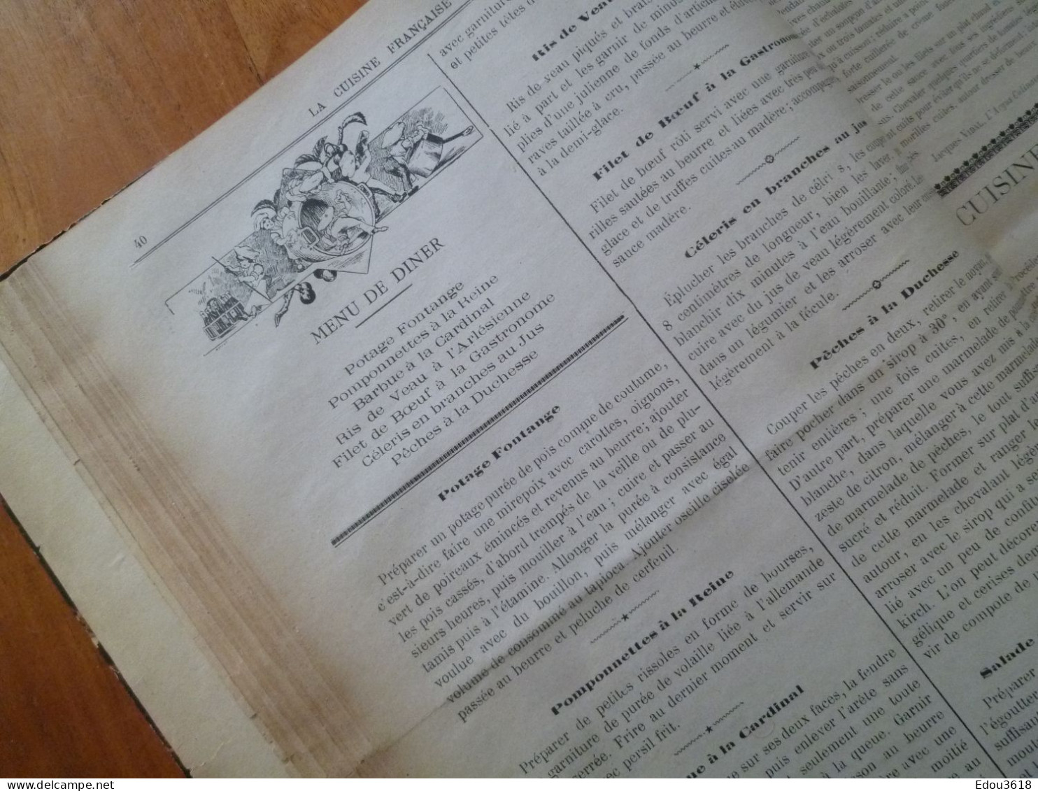 25  revues La Cuisine Française reliées format livre de 1904 à 1906 Menus Hors d'oeuvre de Fantaisie Patisserie etc...