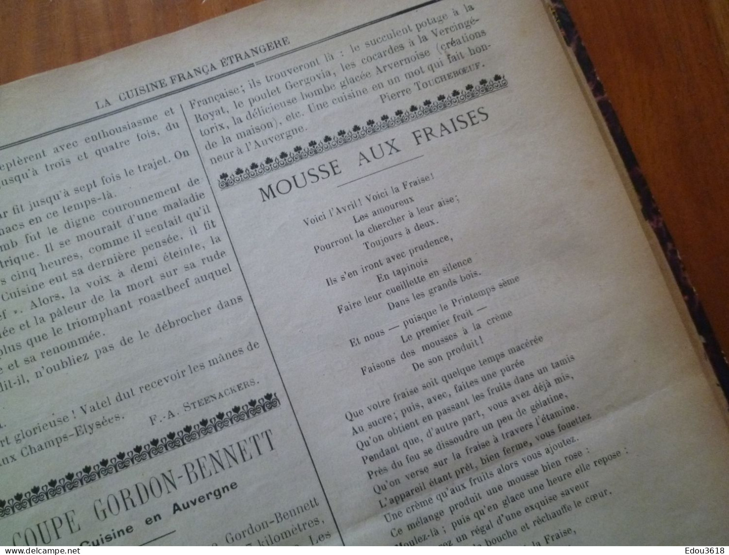 25  revues La Cuisine Française reliées format livre de 1904 à 1906 Menus Hors d'oeuvre de Fantaisie Patisserie etc...