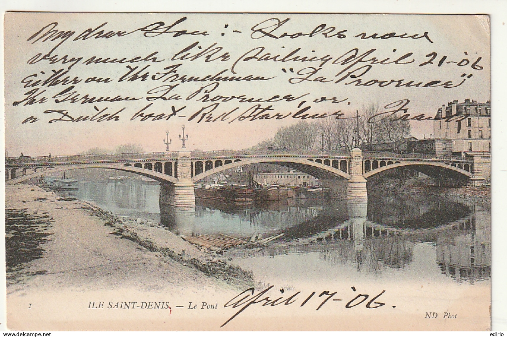 **** 75  ***   Île Saint Denis Le Pont Superbe Colorisation  --  TTBE Timbrée  - De Seine En Haar Oevers