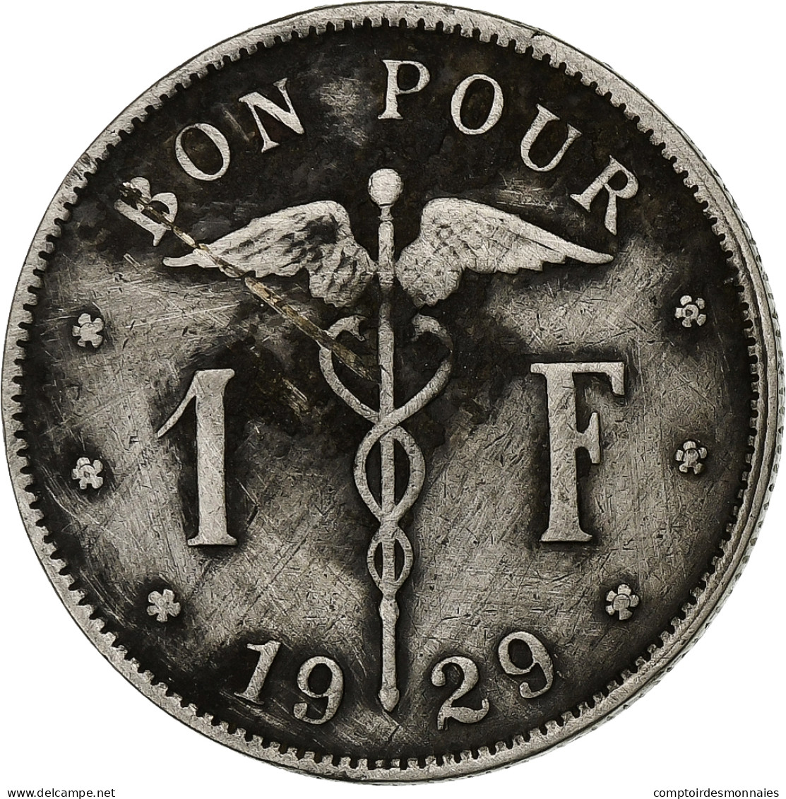 Belgique, Albert I, Franc, 1929, Bruxelles, Bon Pour 1 Franc, Nickel, TB+, KM:89 - 1 Franco