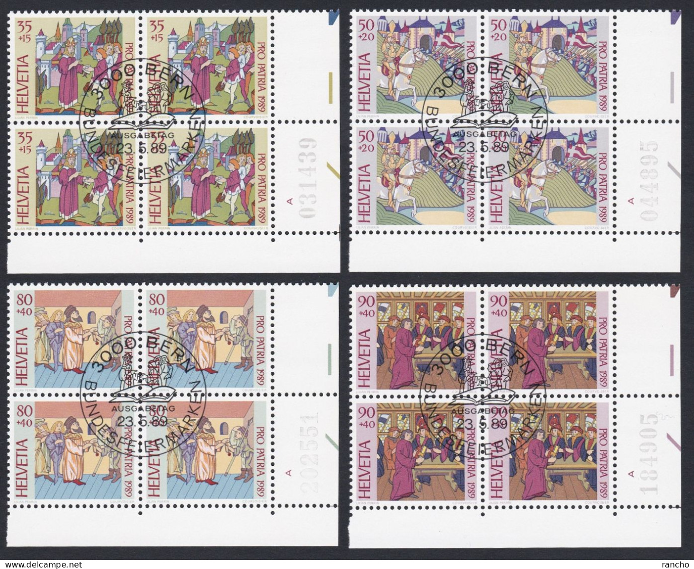 PRO/P. SERIE 4xBLOCS DE 4 OBLITERES 1er/J.23.5.1989. C/.S.B.K. Nr:B223/26. Y&TELLIER Nr:1319/22. MICHEL Nr:1393/96. - Used Stamps