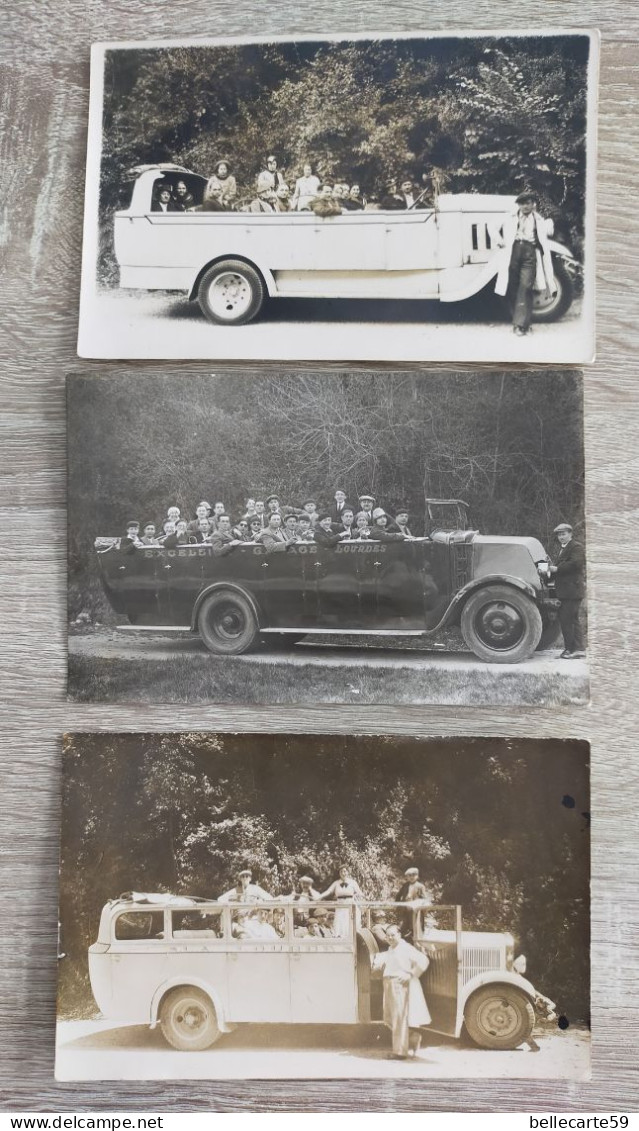 Lot De 3 Cartes Photos Bus Transport Autocar - Busse & Reisebusse