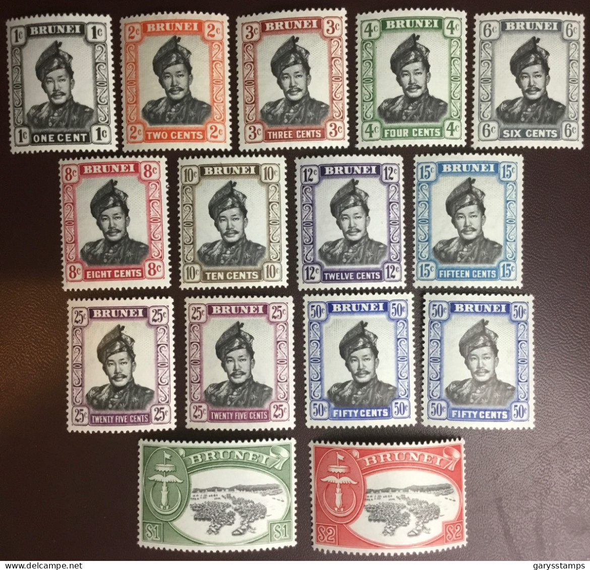 Brunei 1952 - 1955 Definitives Set To $2 With Varieties MNH - Brunei (...-1984)