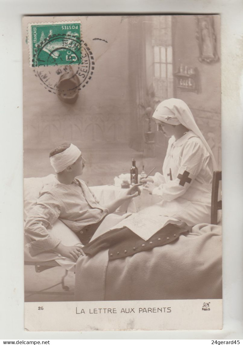 CPA MILITARIA CROIX ROUGE GUERRE 1914/18 - Hospitalisation Blessure : La Lettre Aux Parents - Red Cross