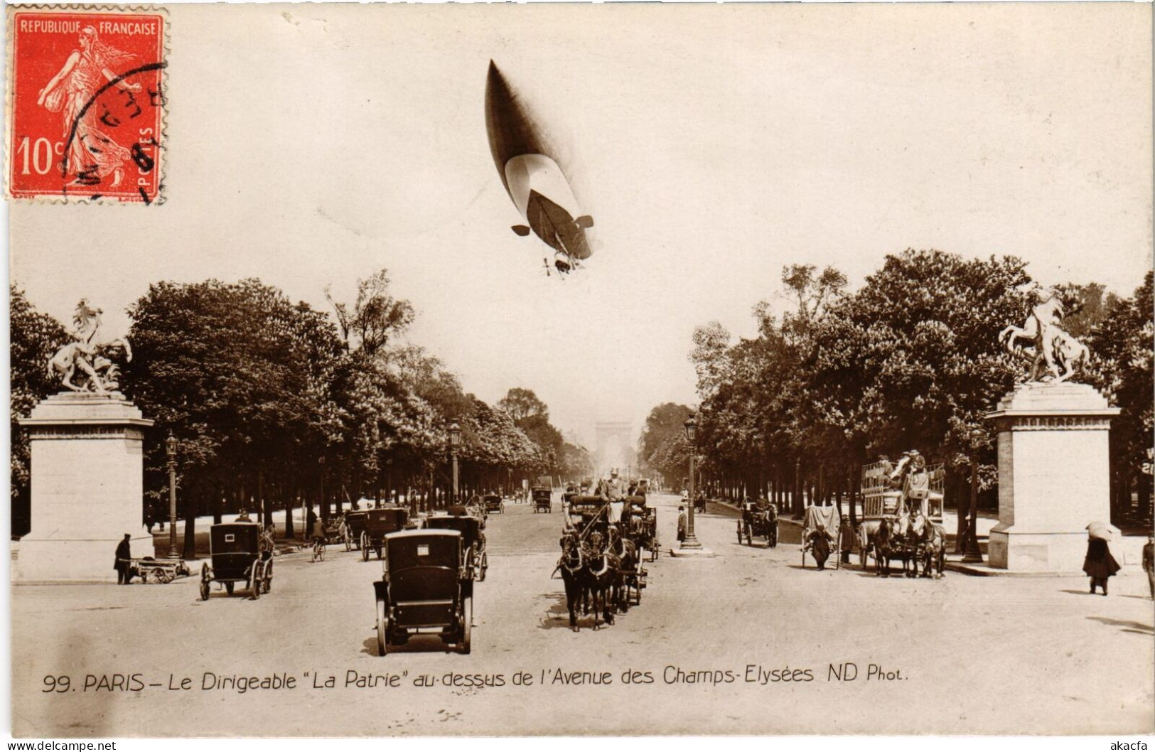 PC AVIATION DIRIGÉABLE PATRIE CHAMPS-ELYSÉES PARIS (a54051) - Dirigibili