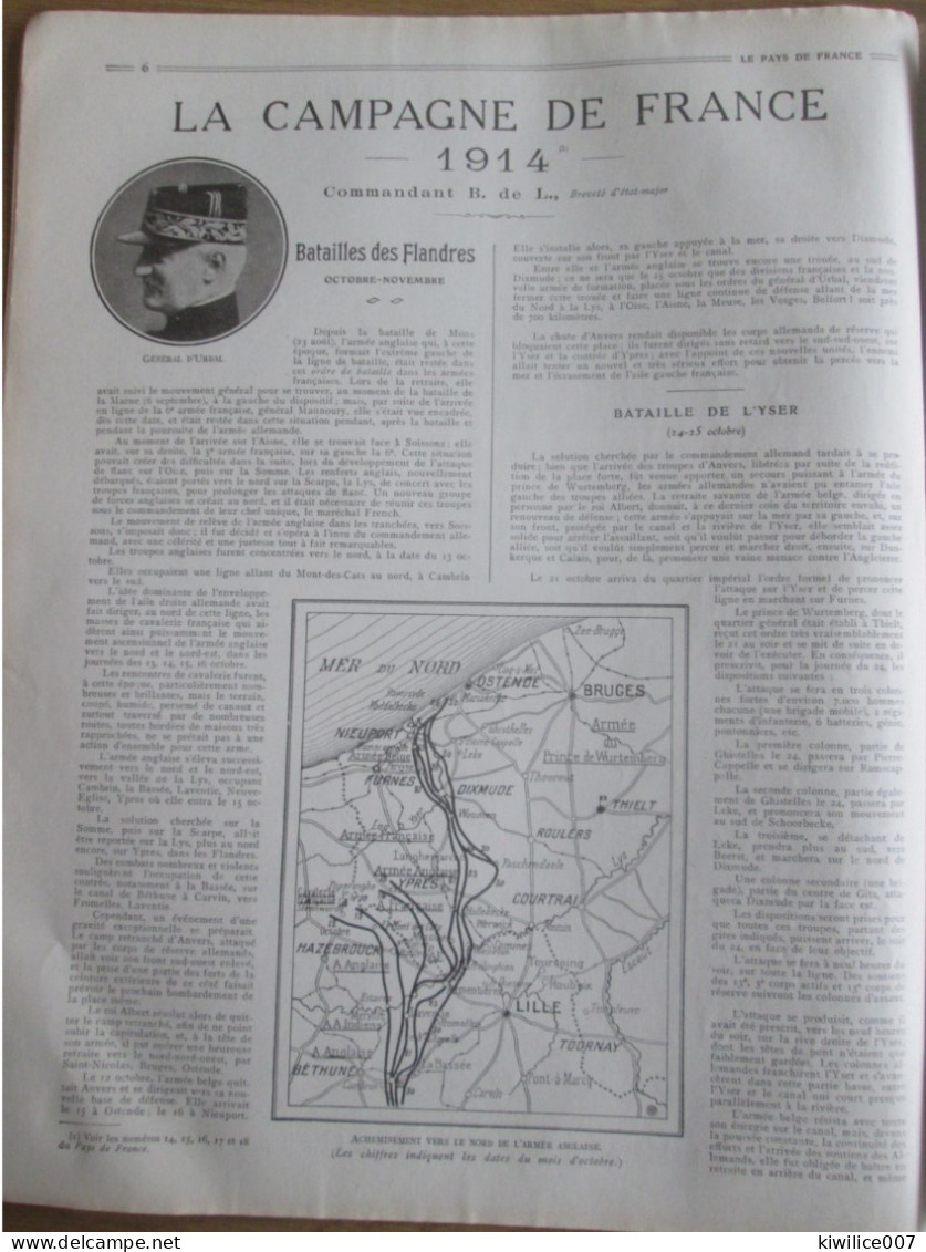 Guerre 14-18 La Bataille Des FLANDRES  Nieuport  Dixmude Ypres Bailleul   Furnes   Hazebrouck  Lille  Armentieres - Zonder Classificatie