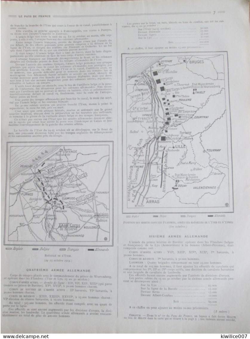 Guerre 14-18 La Bataille Des FLANDRES  Nieuport  Dixmude Ypres Bailleul   Furnes   Hazebrouck  Lille  Armentieres - Unclassified