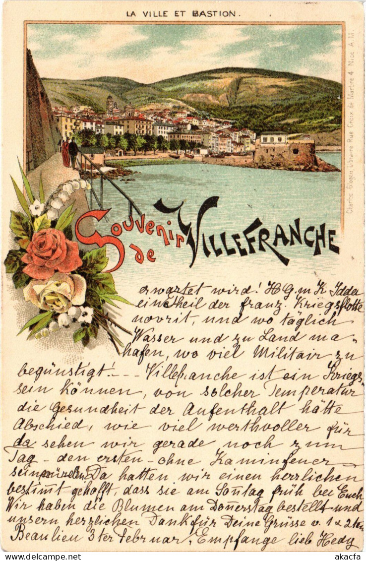 PC LITHO FRANCE SOUVENIR DE VILLEFRANCHE (a53903) - Villefranche-sur-Mer