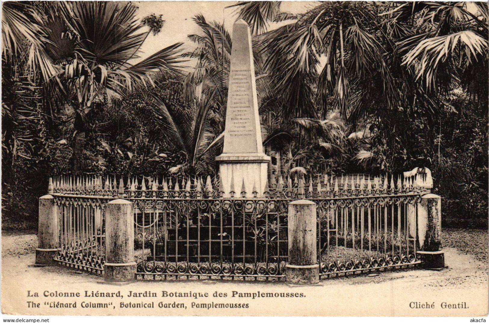 PC MAURITIUS PAMPLEMOUSSES JARDIN BOTANIQUE COLONNE LIÉNARD (a53743) - Mauricio