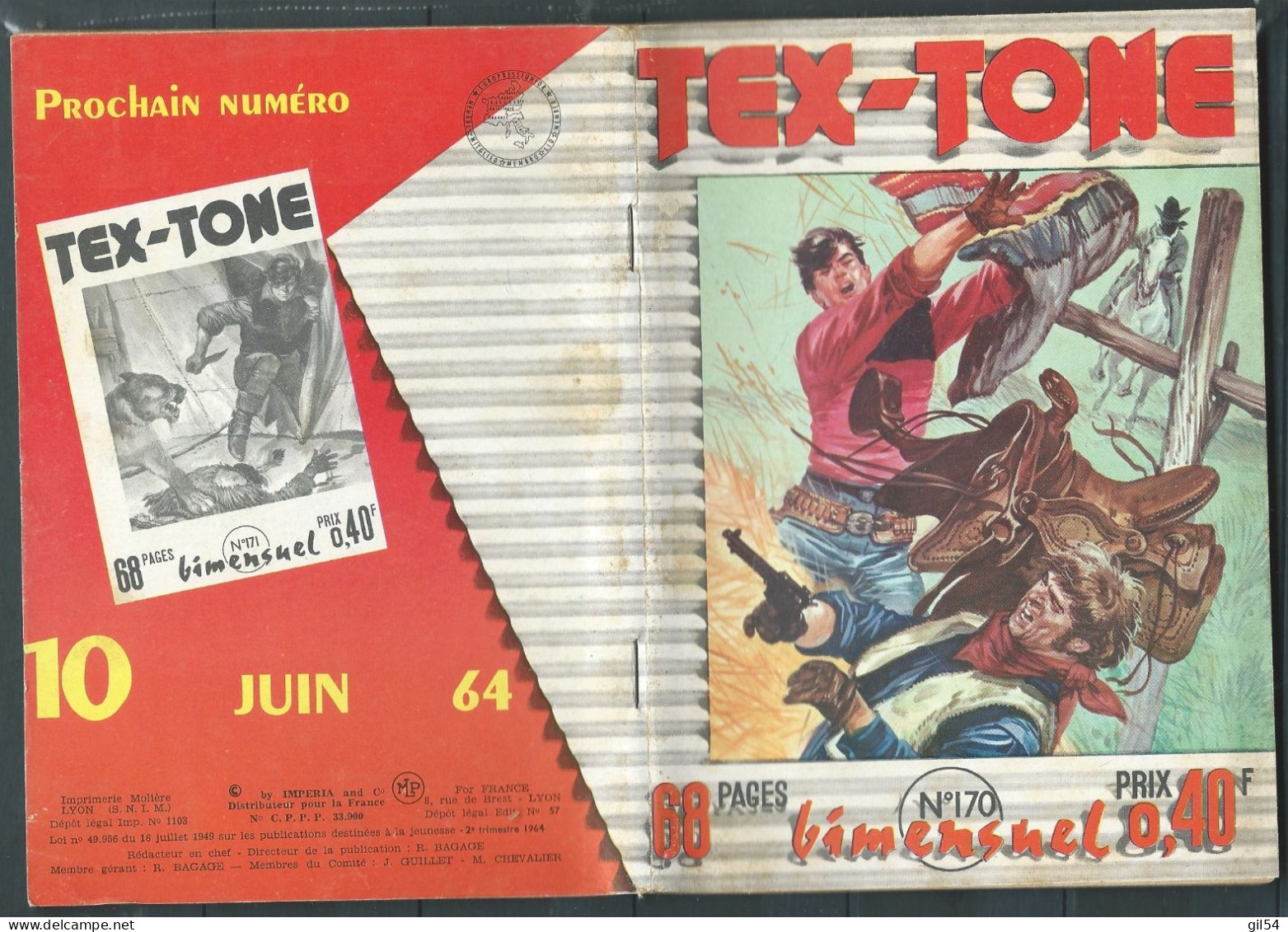 Bd " Tex-Tone  " Bimensuel N° 170 "  Les Deux "J"  "      , DL  2è Tri. 1964 - BE- RAP 0804 - Petit Format