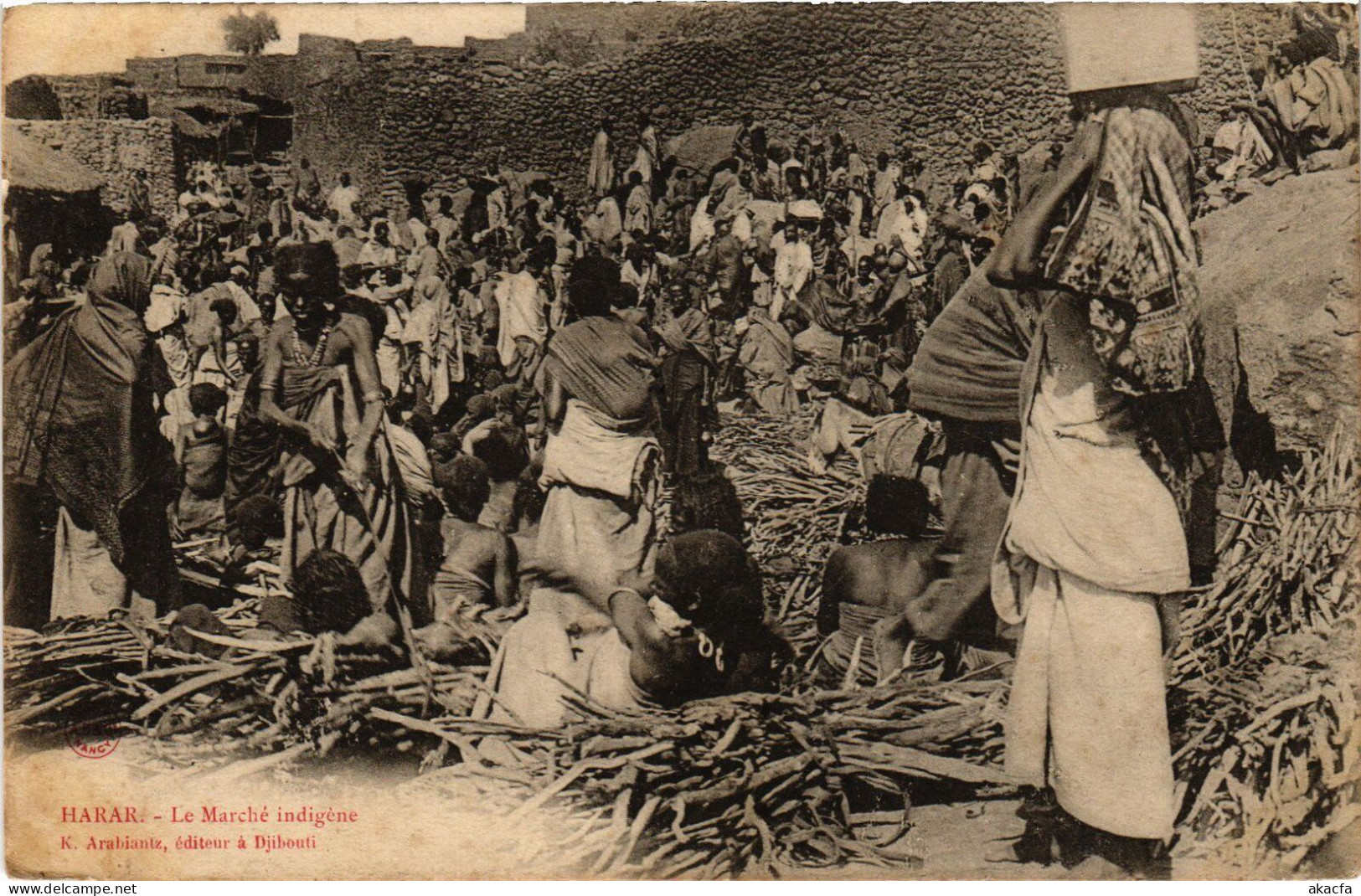 PC ETHIOPIA HARAR LE MARCHÉ INDIGENE ETHNIC TYPES (a53386) - Etiopia