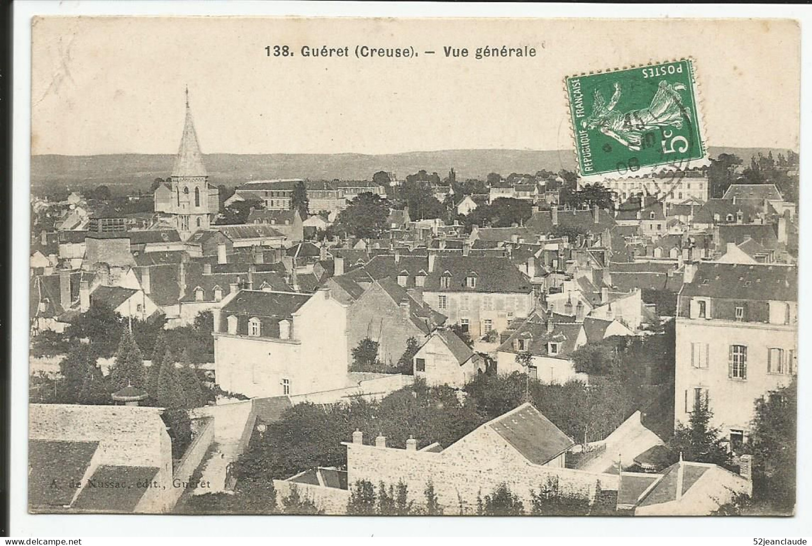 Vue Générale L'Eglise   1908    N° 138 - Guéret