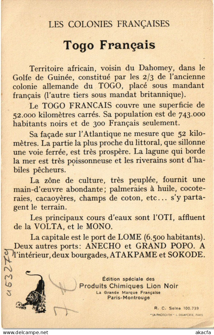 PC TOGO COLONIES FRANCAISES (a53279) - Togo