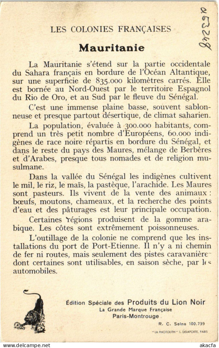 PC MAURITANIA LES COLONIES FRANCAISES LA MAURITANIE (a53248) - Mauritanië