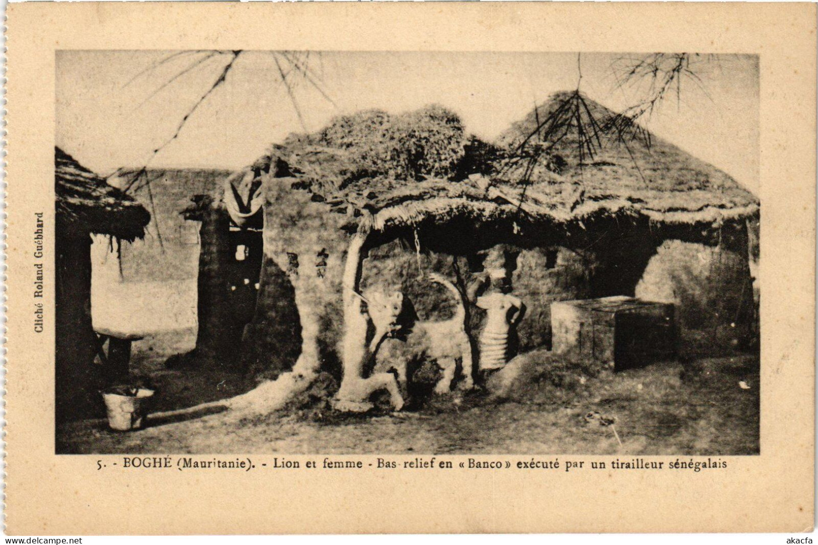 PC MAURITANIA BOGHÉ LION ET FEMME BAS RELIEF EN BANCO (a53240) - Mauritanië