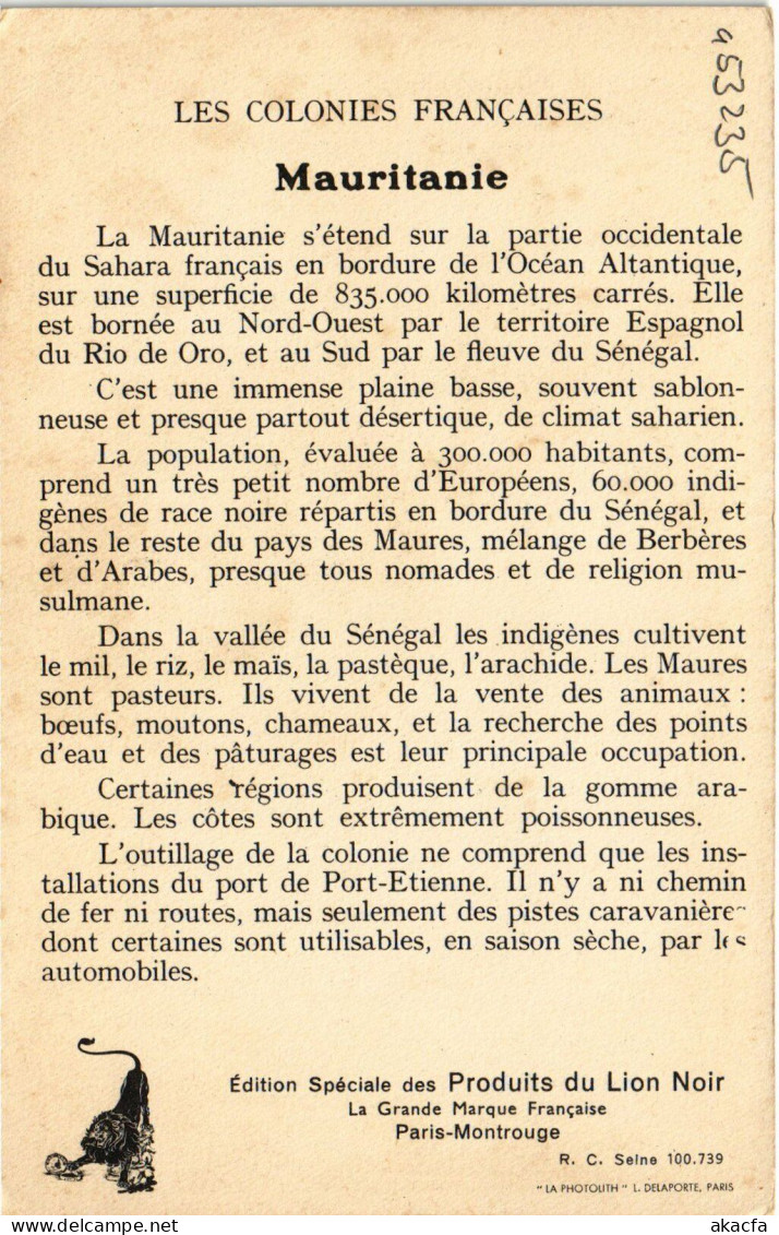 PC MAURITANIA LES COLONIES FRANCAISES LA MAURITANIE (a53235) - Mauritanie