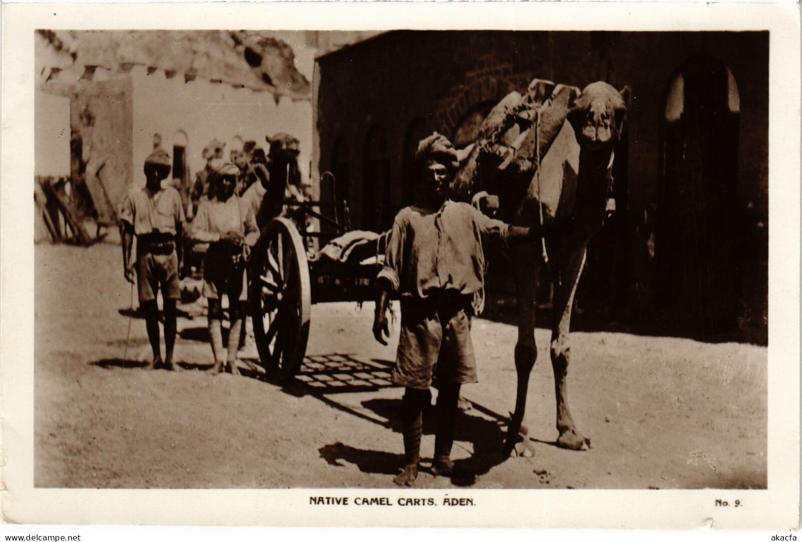 PC YEMEN ADEN NATIVE CAMEL CARTS REAL PHOTO POSTCARD (a53184) - Yemen