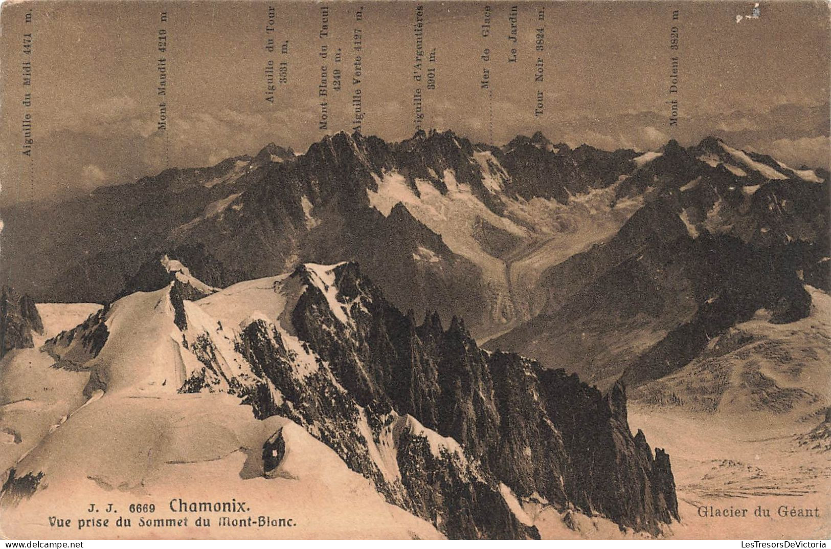 FRANCE - Chamonix - Vue Prise Du Sommet Du Mont Blanc - Vue Générale - Glacier Du Géant - Carte Postale Ancienne - Chamonix-Mont-Blanc