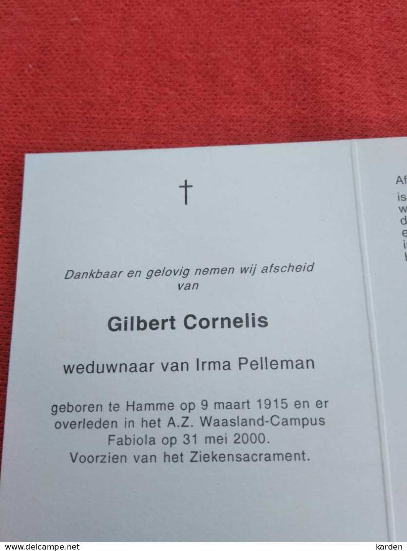 Doodsprentje Gilbert Cornelis / Hamme 9/3/1915 - 31/5/2020 ( Irma Pelleman ) - Religion &  Esoterik