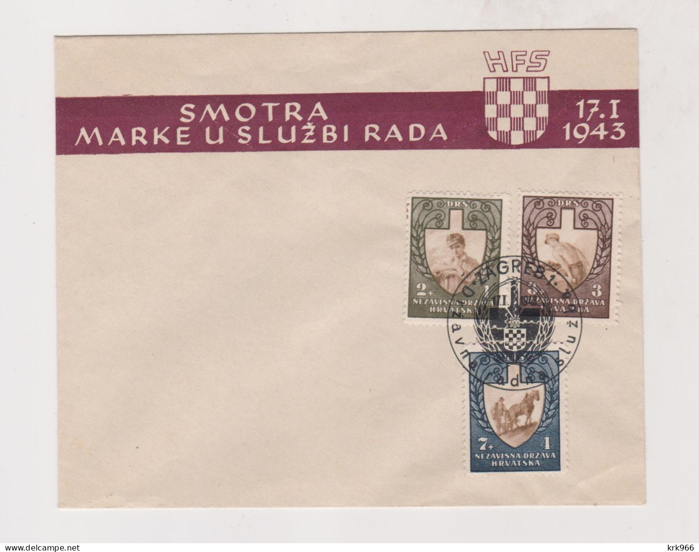 CROATIA WW II  ZAGREB 1943 Labour FDC Cover - Croatie