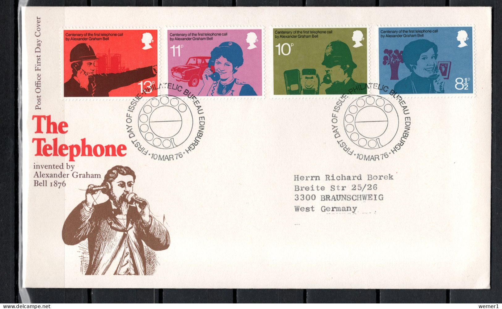 UK England, Great Britain 1976 Space, Telephone Centenary Set Of 4 On FDC - Europe