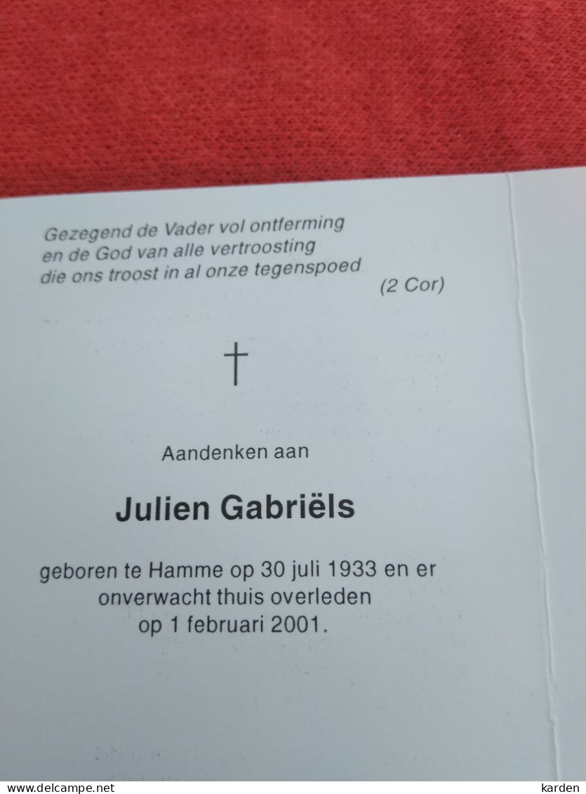 Doodsprentje Julien Gabriëls / Hamme 30/7/1933 - 1/2/2001 - Religion &  Esoterik