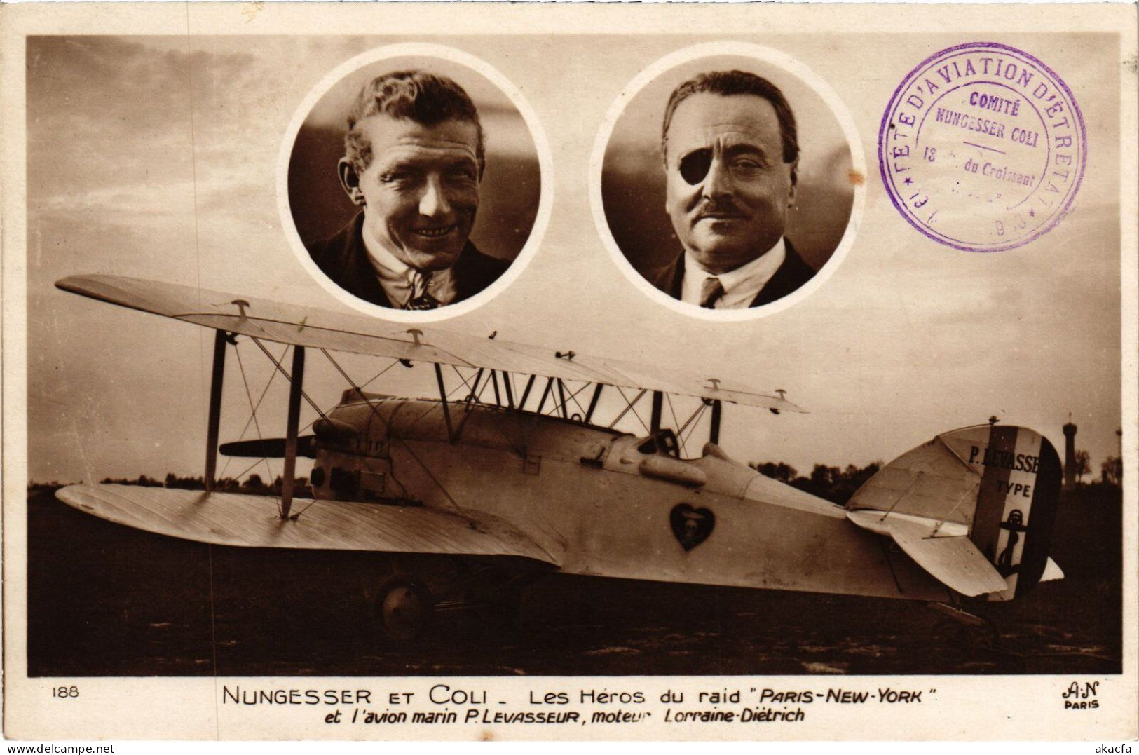 PC AVIATION PILOT AVIATOR NUNGESSER ET COLI AVION P. LEVASSEUR (a54846) - Aviateurs