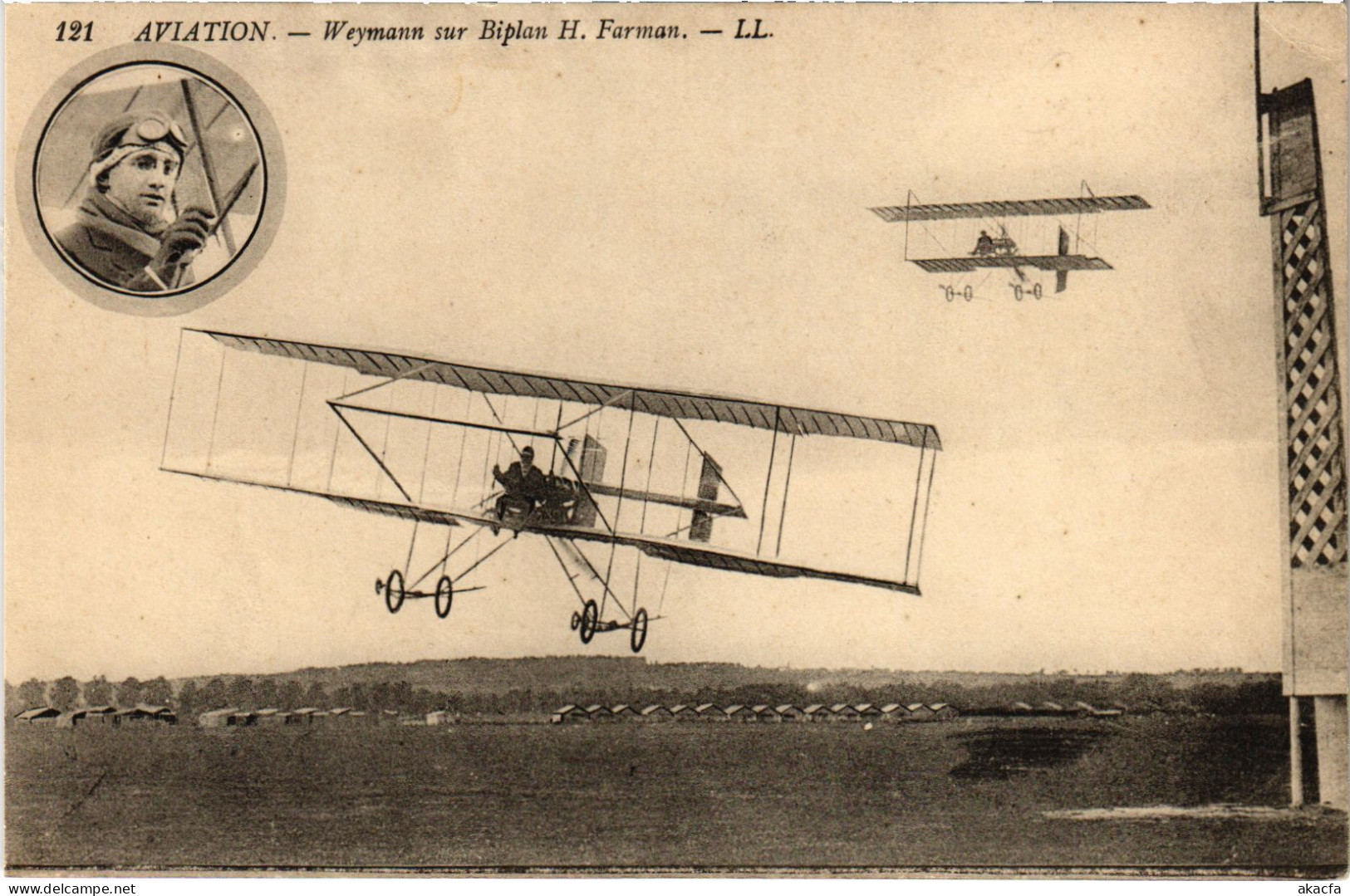 PC AVIATION PILOT AVIATOR WEYMANN SUR BIPLAN H. FARMAN (a54645) - Piloten