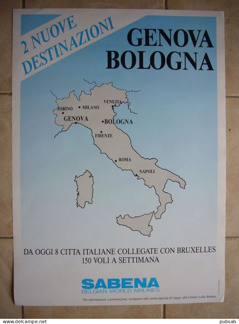 Avion / Airplane / SABENA / Original Poster / GEN0VA-BOLOGNA / Italian Version - Posters