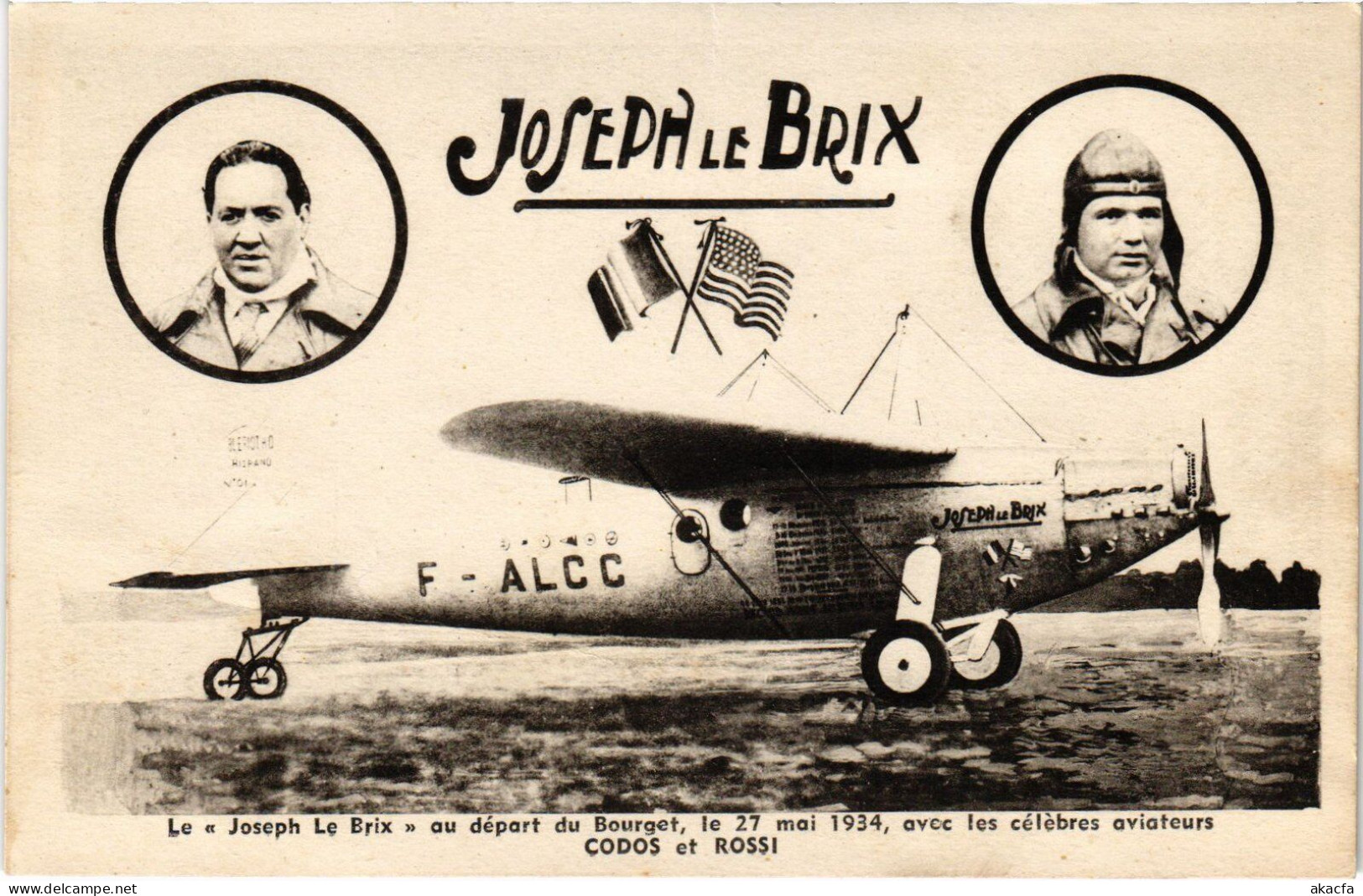 PC AVIATION PILOTE CODOS ET ROSSI AVION JOSEPH LE BRIX (a54540) - Airmen, Fliers