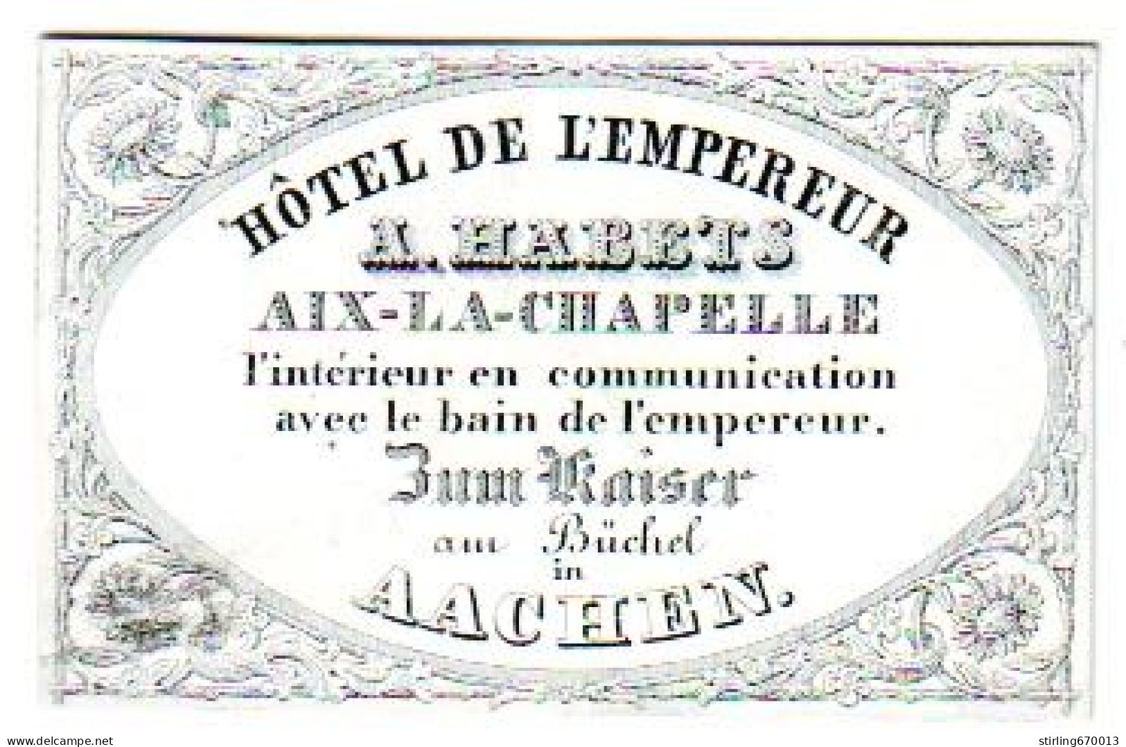 DE 1873 - Carte Porcelaine De A. Habets, Hotel De L'Empereur, Aachen - Sonstige & Ohne Zuordnung