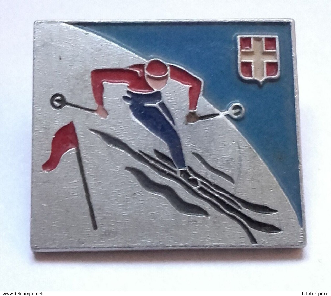 Ancienne Broche/insigne éclaireur De Ski Suisse En Alu Fabrication Augis - 1940 - Sports D'hiver