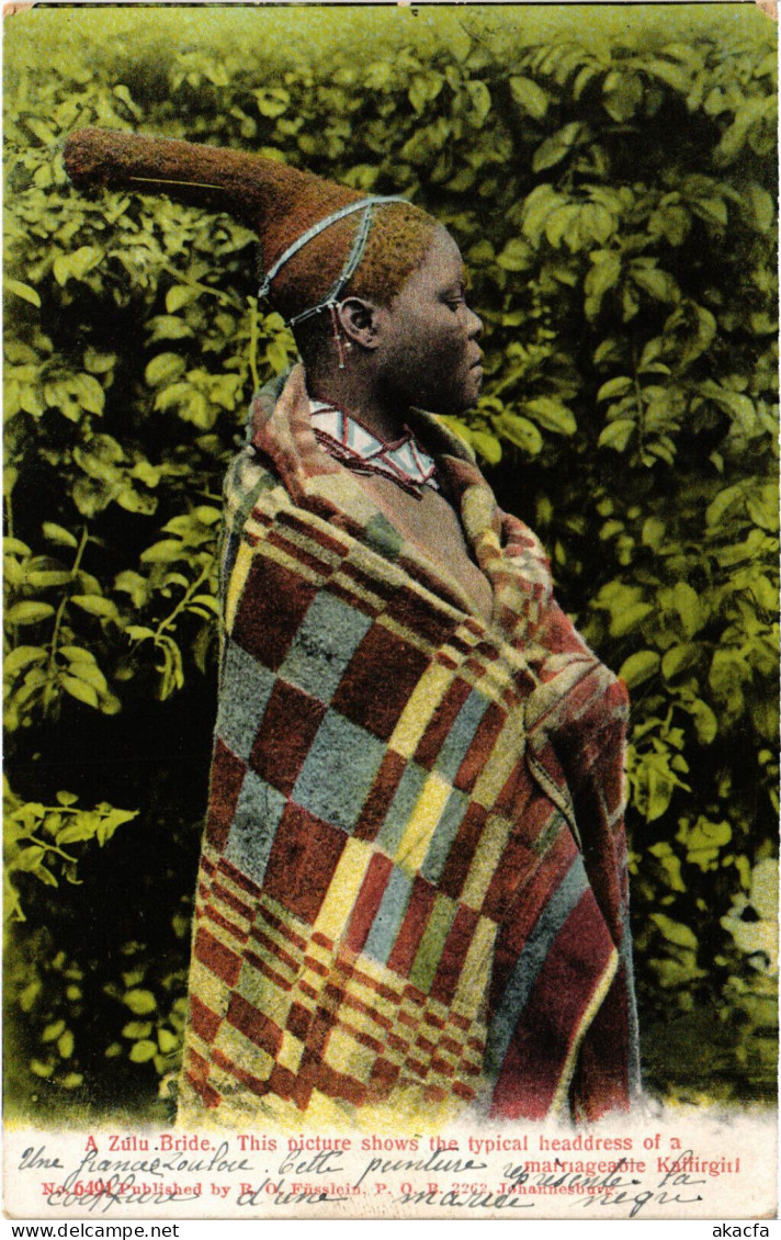 PC AFRICA, SOUTH AFRICA, A ZULU BRIDE, Vintage Postcard (b53108) - Zuid-Afrika