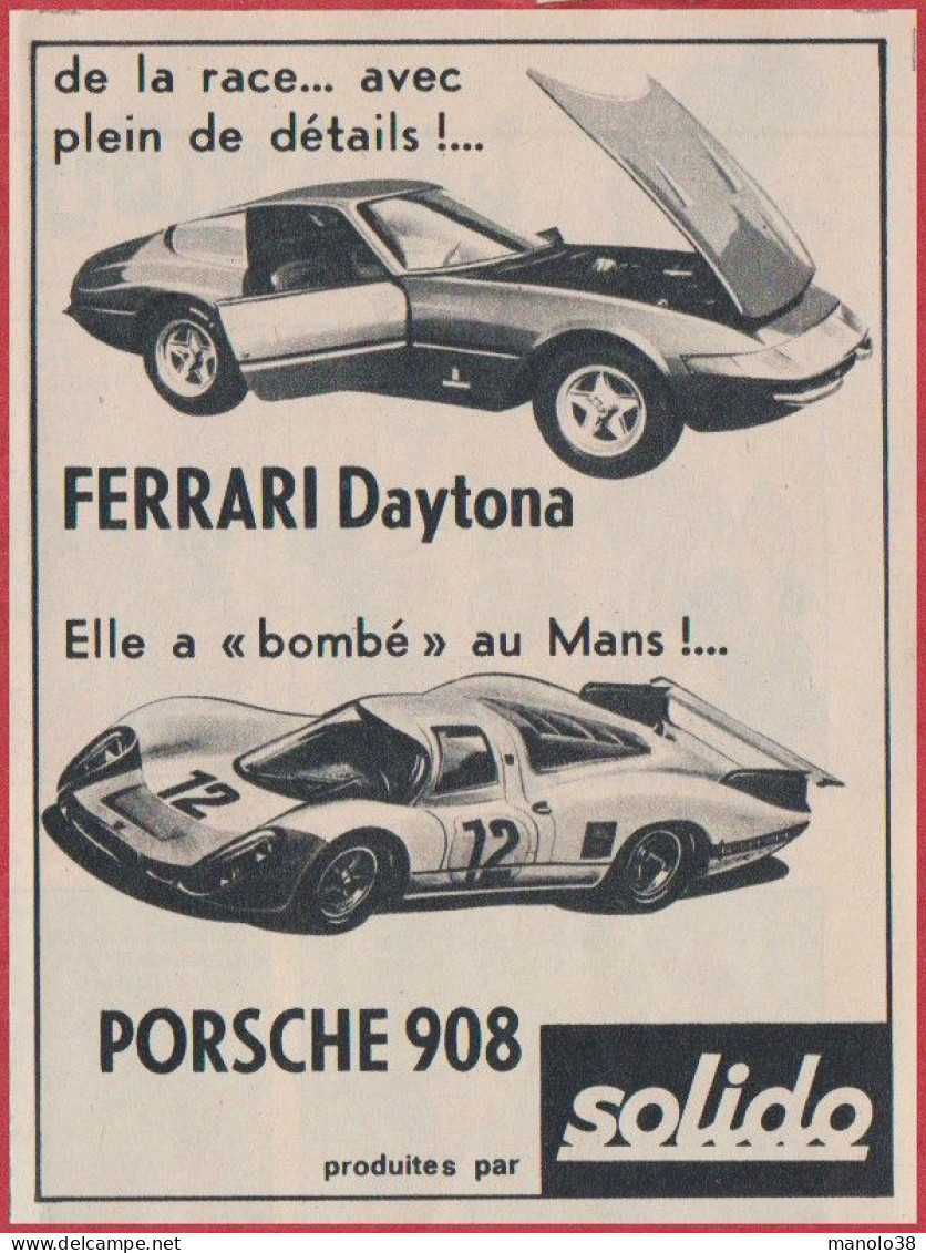 Ferrari Daytona Et Porsche 908. Solido. Voiture De Collection Miniature. 1970. - Publicités