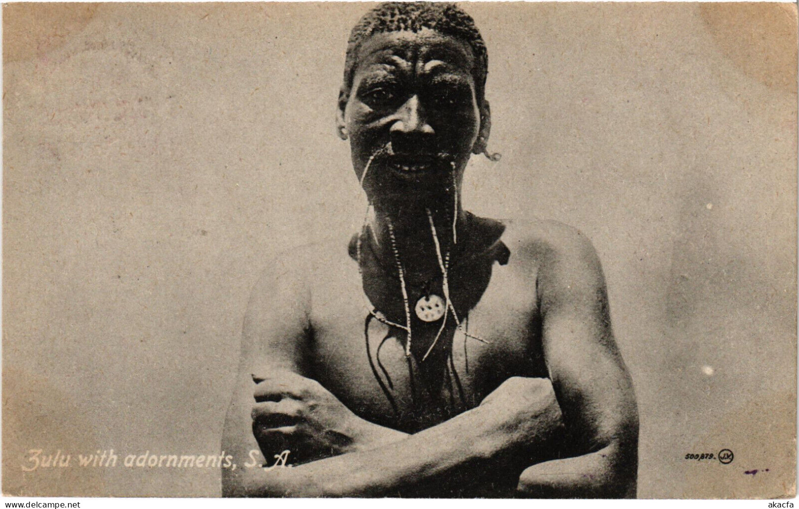 PC AFRICA, SOUTH AFRICA, ZULU WITH ADORNMENTS, Vintage Postcard (b53082) - Afrique Du Sud