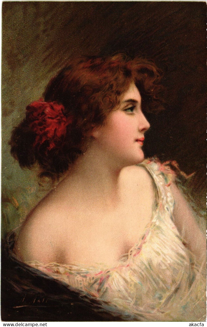 PC ARTIST SIGNED, ASTI, YOUNG BEAUTY, Vintage Postcard (b53034) - Asti