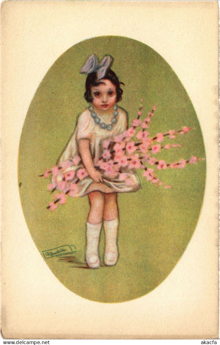 PC ARTIST SIGNED, ZANDRINO, A CHILD WITH FLOWERS, Vintage Postcard (b53004) - Zandrino