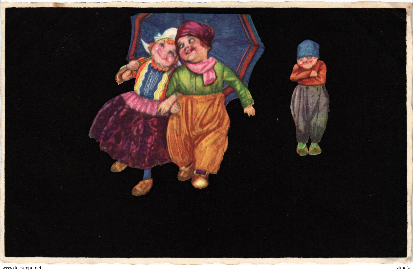PC ARTIST SIGNED, COLOMBO, CHILDREN, UMBRELLA, Vintage Postcard (b52998) - Colombo, E.