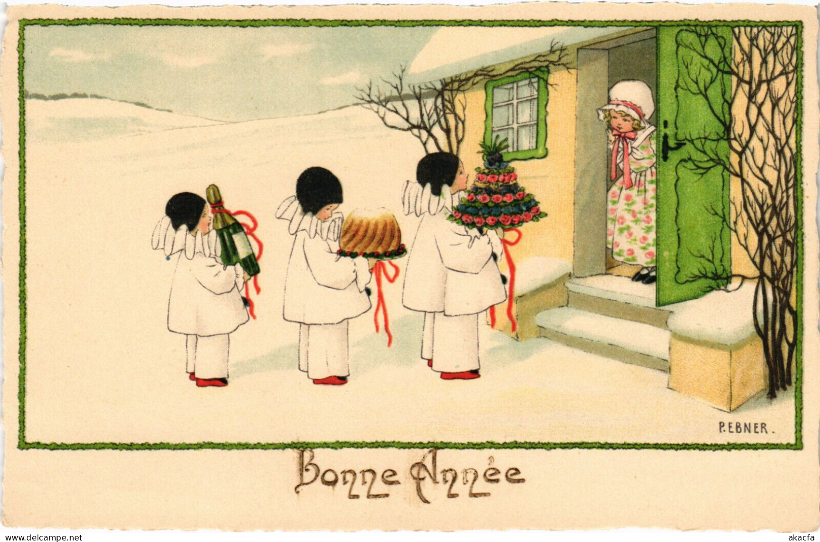 PC ARTIST SIGNED, PAULI EBNER, BONNE ANNÉE, Vintage Postcard (b52987) - Ebner, Pauli