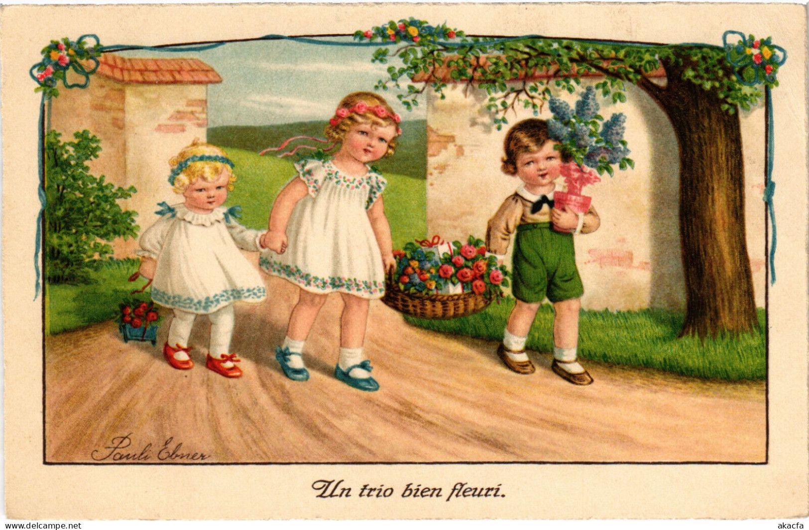 PC ARTIST SIGNED, PAULI EBNER, UN TRIO BIEN, Vintage Postcard (b52986) - Ebner, Pauli