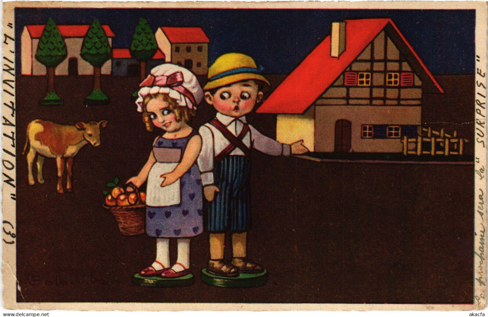 PC ARTIST SIGNED, COLOMBO, TOY-CHILDREN, Vintage Postcard (b52980) - Colombo, E.