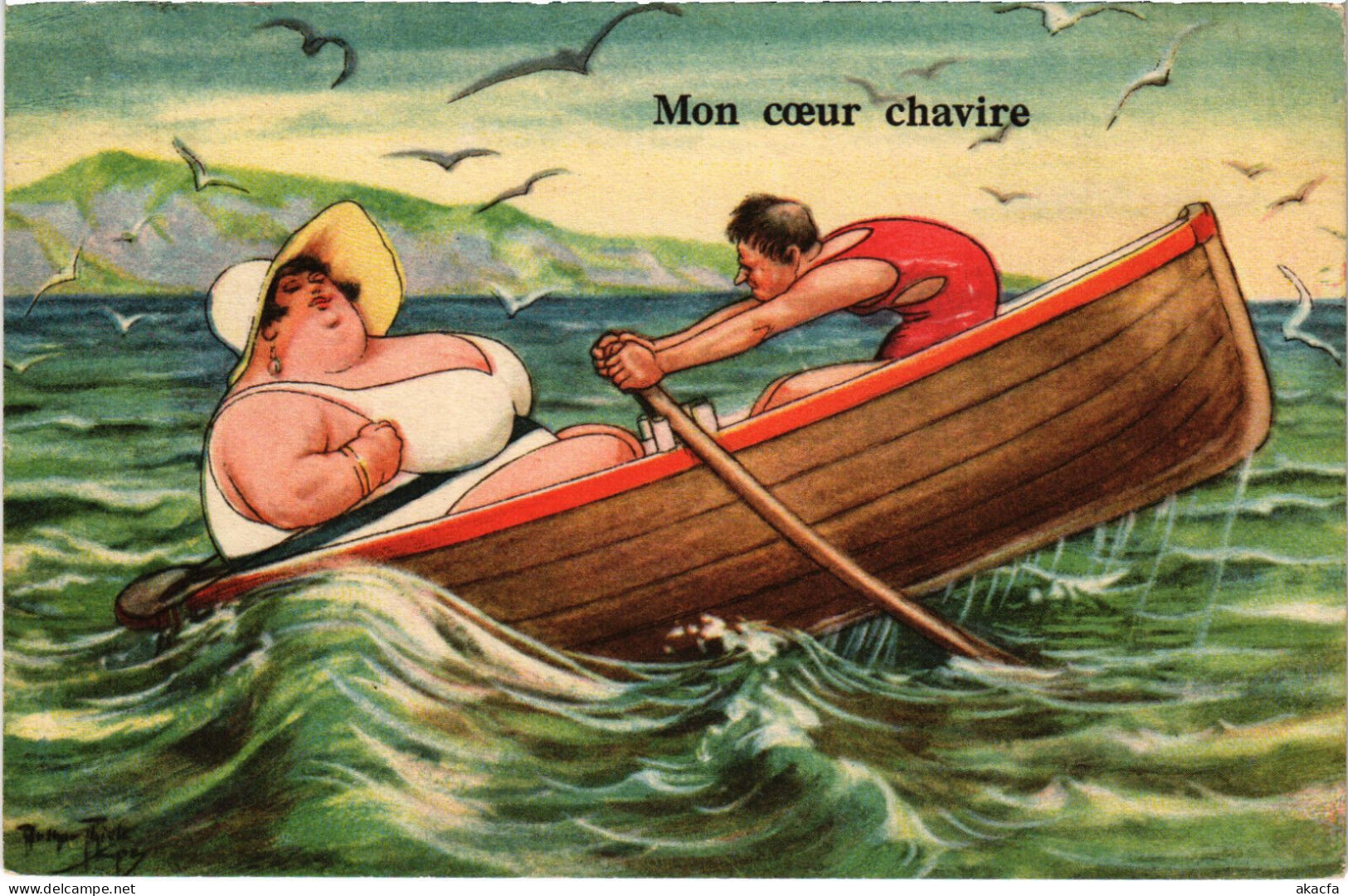 PC ARTIST SIGNED, THIELE, MON COEUR CHAVIRE, Vintage Postcard (b52951) - Thiele, Arthur