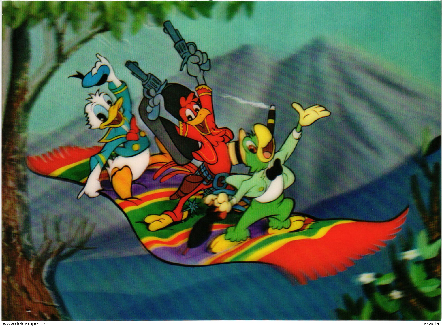 PC DISNEY, THREE RIDERS, DONALD DUCK, Modern 3D Postcard (b52883) - Disneyworld