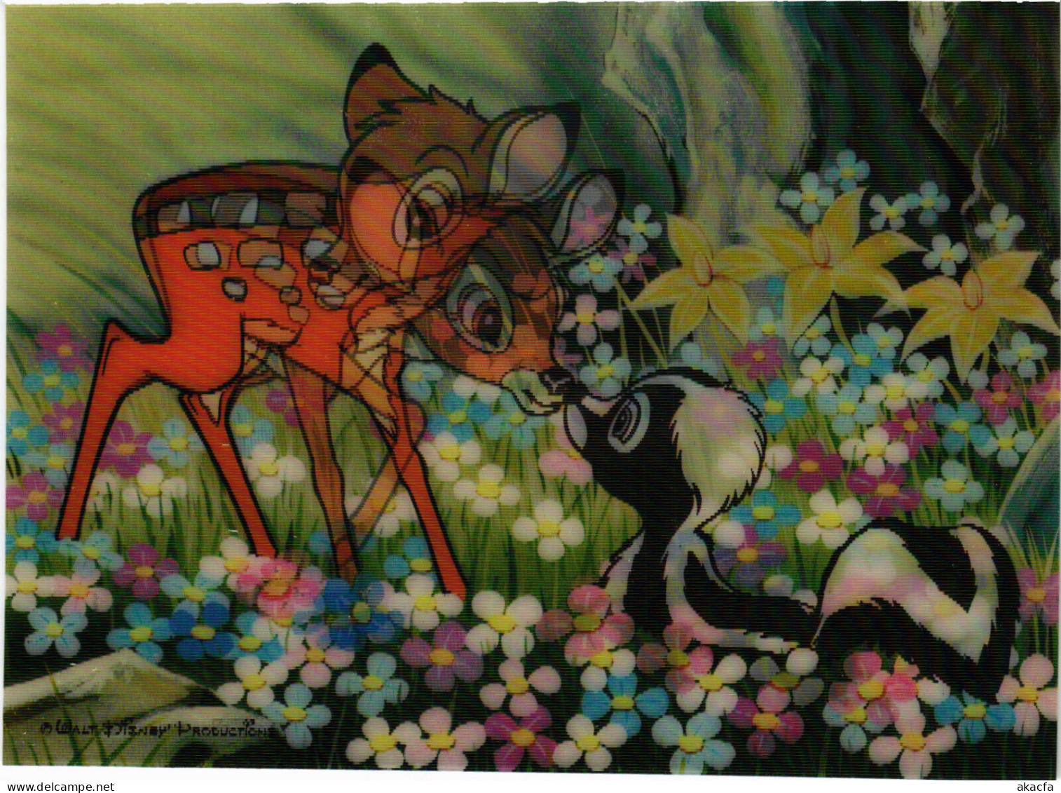 PC DISNEY, BAMBI & SKUNK, Modern 3D Postcard (b52876) - Disneyworld