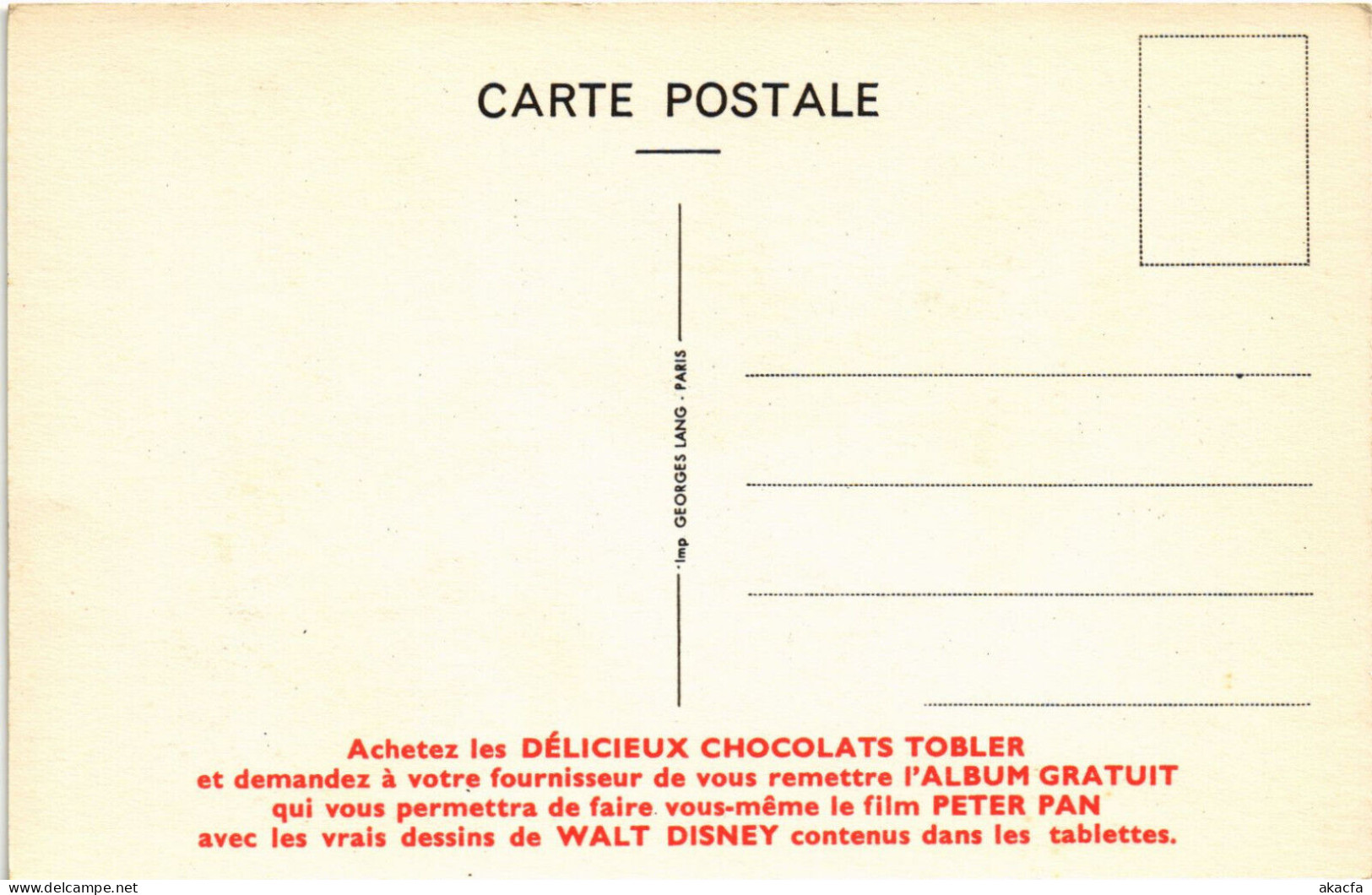 PC DISNEY, TOBLER, GEPETTO, Vintage Postcard (b52871) - Disneyworld