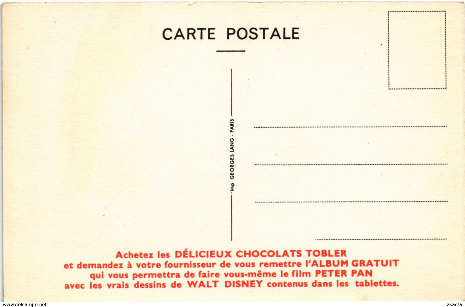 PC DISNEY, TOBLER, LILLY LA TIGRESSE, Vintage Postcard (b52870) - Disneyworld