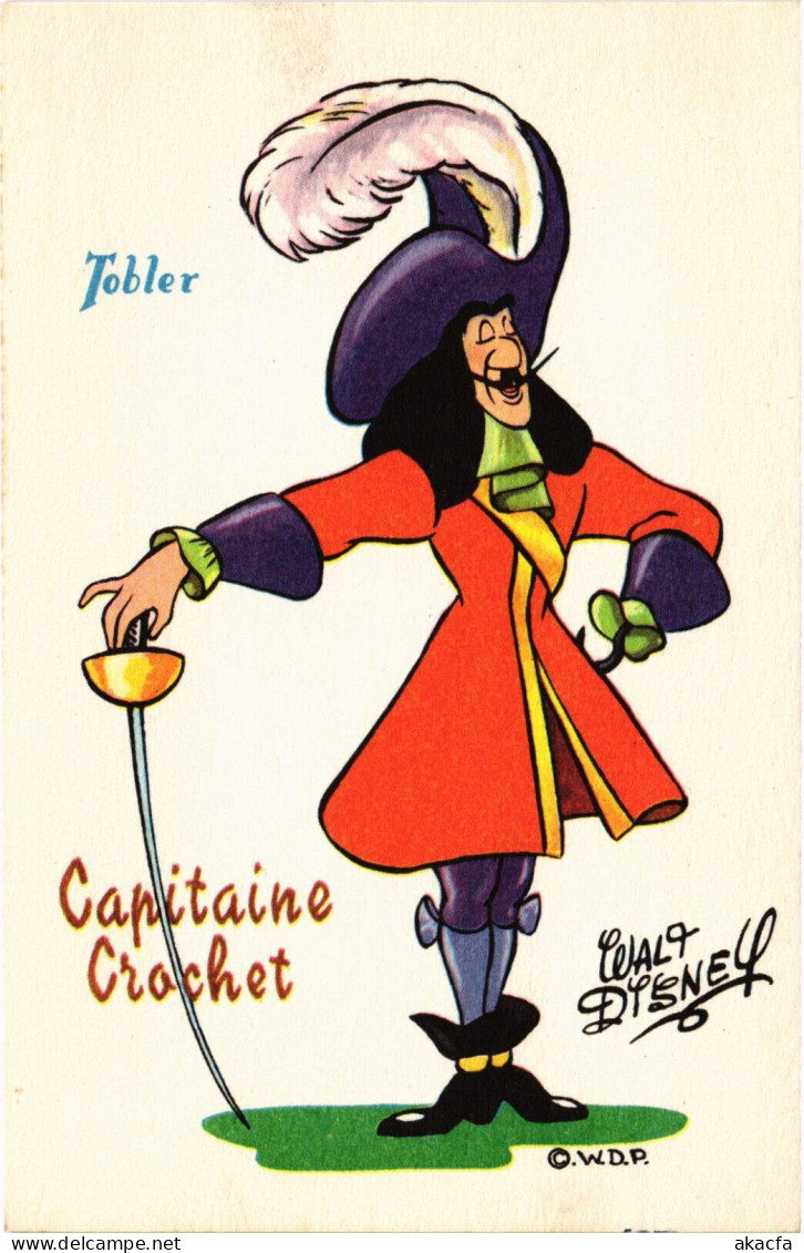 PC DISNEY, TOBLER, CAPITAINE CROCHET, CAPTAIN HOOK, Vintage Postcard (b52868) - Disneyworld